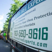 side view of truck with phone number - Minnesota Tree Experts Tree Trimming, Removal and Disease Care